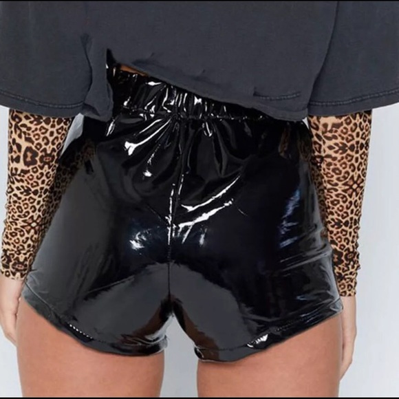 Pleather Leather Shorts Goth Emo BDSM - Picture 4 of 8